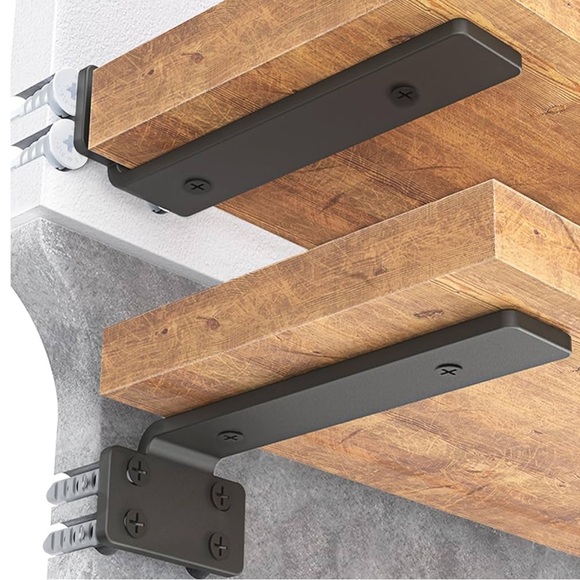 Goovilla Heavy Duty Floating Shelf Modern Black Wall Hidden Brackets - Picture 1 of 7